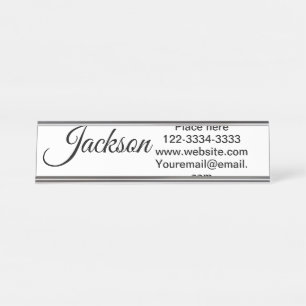Simple minimal add your name text place city phone desk name plate