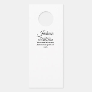 Simple minimal add your name text place city phone door hanger