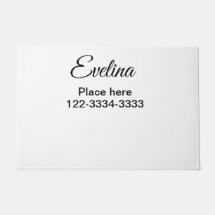 Simple minimal add your name text place city phone doormat