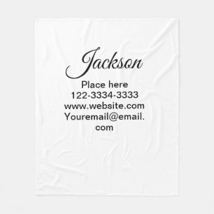 Simple minimal add your name text place city phone fleece blanket