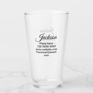 Simple minimal add your name text place city phone glass