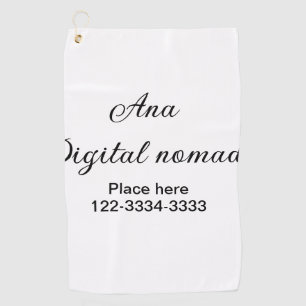 Simple minimal add your name text place city phone golf towel