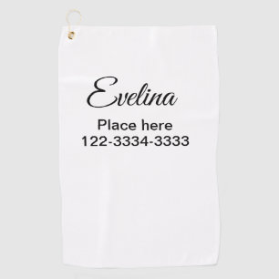 Simple minimal add your name text place city phone golf towel