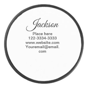 Simple minimal add your name text place city phone hockey puck