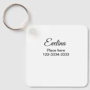 Simple minimal add your name text place city phone key ring