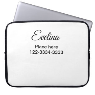 Simple minimal add your name text place city phone laptop sleeve