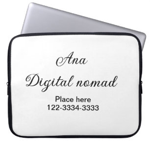 Simple minimal add your name text place city phone laptop sleeve