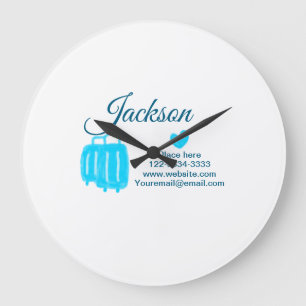 Simple minimal add your name text place city phone large clock