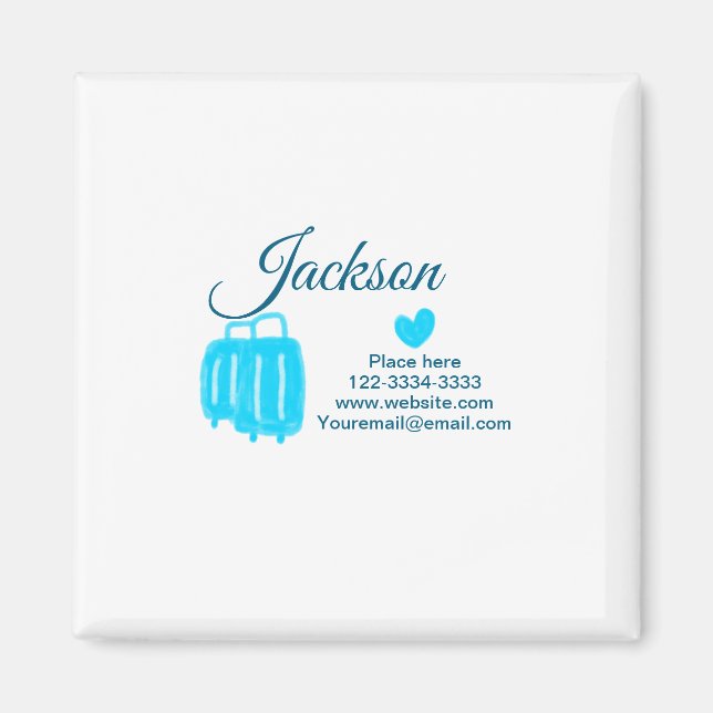 Simple minimal add your name text place city phone magnet (Front)