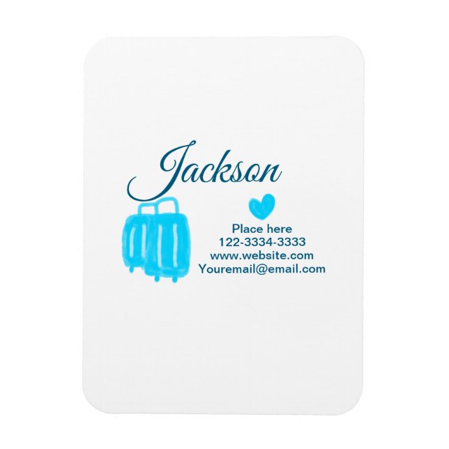 Simple minimal add your name text place city phone magnet (Vertical)