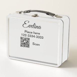 Simple minimal add your name text place city phone metal lunch box