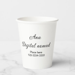 Simple minimal add your name text place city phone paper cups