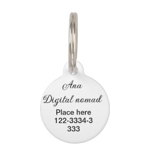 Simple minimal add your name text place city phone pet tag