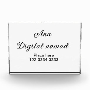 Simple minimal add your name text place city phone photo block