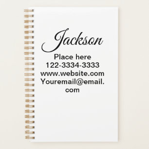 Simple minimal add your name text place city phone planner