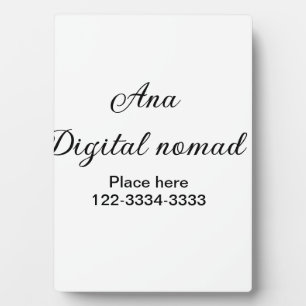 Simple minimal add your name text place city phone plaque