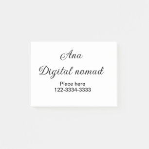 Simple minimal add your name text place city phone post-it notes