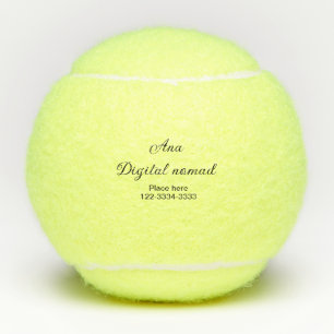 Simple minimal add your name text place city phone tennis balls