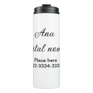 Simple minimal add your name text place city phone thermal tumbler