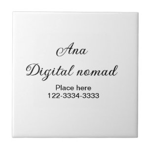 Simple minimal add your name text place city phone tile