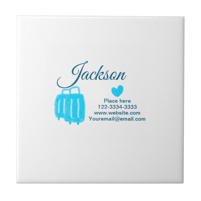 Simple minimal add your name text place city phone tile (Front)