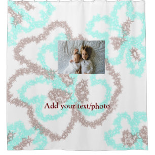 simple minimal ADD YOUR PHOTO TEXT blue glitter Th Shower Curtain