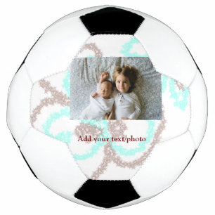 simple minimal ADD YOUR PHOTO TEXT blue glitter Th Soccer Ball
