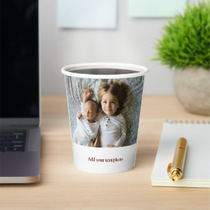 simple minimal ADD YOUR PHOTO TEXT CHRISTMAS P Paper Cups