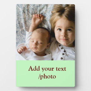 simple minimal ADD YOUR PHOTO TEXT CHRISTMAS P Plaque