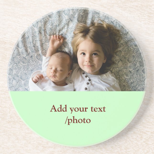 simple minimal ADD YOUR PHOTO TEXT CHRISTMAS     S Coaster (Front)