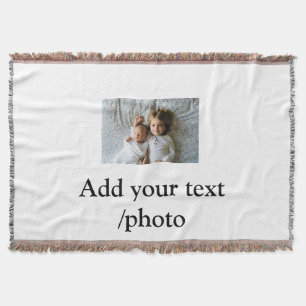 simple minimal ADD YOUR PHOTO TEXT CHRISTMAS Throw Blanket