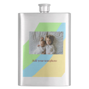 simple minimal ADD YOUR PHOTO TEXT CHRISTMAS yello Hip Flask
