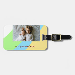 simple minimal ADD YOUR PHOTO TEXT CHRISTMAS yello Luggage Tag