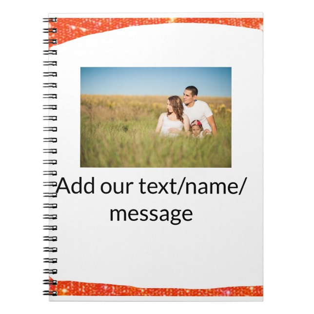 Simple minimal add your photo text glitter sparkle notebook (Front)