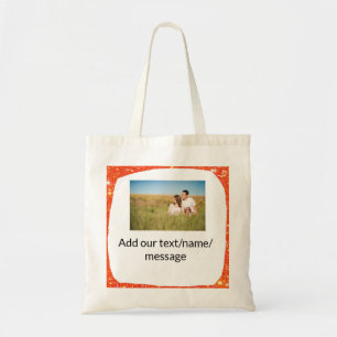 Simple minimal add your photo text glitter sparkle tote bag