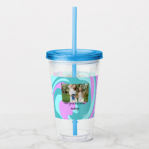 simple minimal add your photo watercolor art throw acrylic tumbler