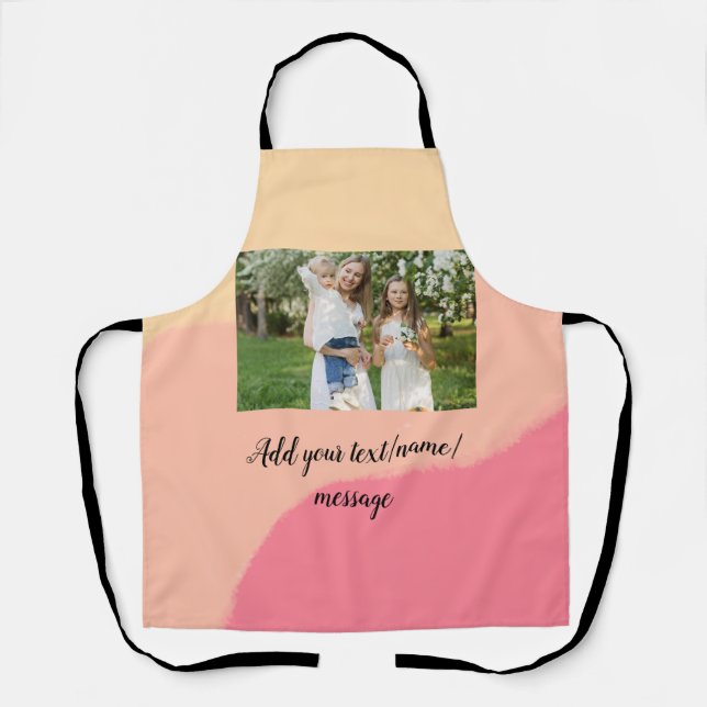 simple minimal add your photo watercolor art throw apron (Front)