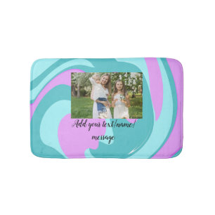simple minimal add your photo watercolor art throw bath mat