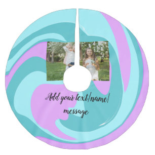 simple minimal add your photo watercolor art throw brushed polyester tree skirt