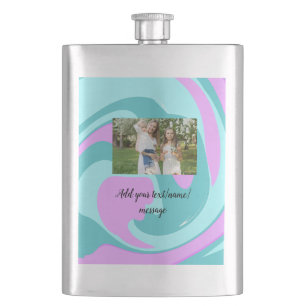 simple minimal add your photo watercolor art throw hip flask