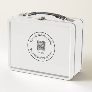 simple minimal add your Q R code scan add name Metal Lunch Box