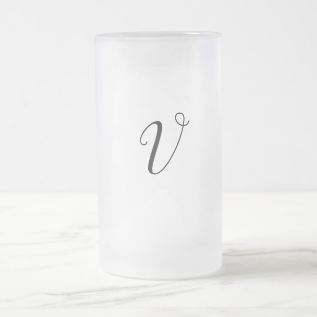 simple minimal add your text monogram photo    cof frosted glass beer mug (Center)