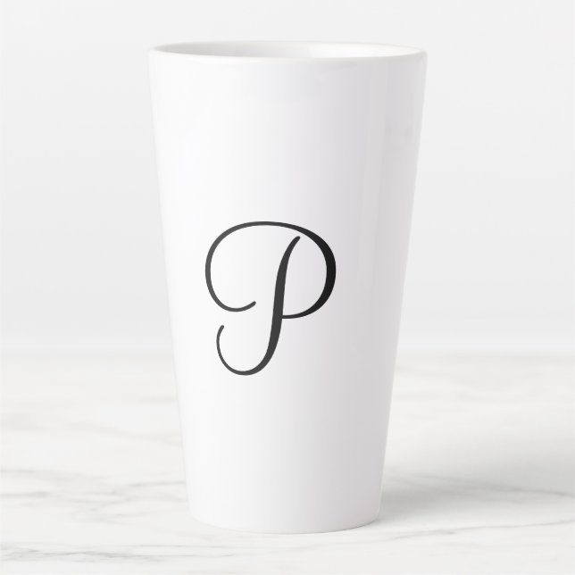 simple minimal add your text monogram photo    cof latte mug (Front)