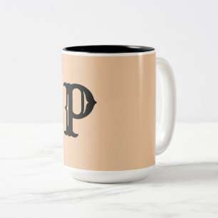 simple minimal add your text monogram photo    cof Two-Tone coffee mug