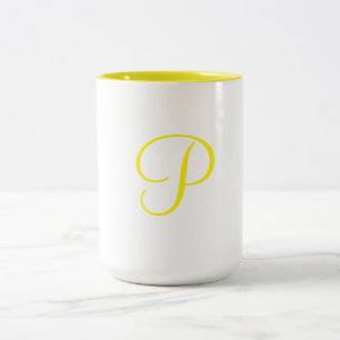 simple minimal add your text monogram photo    cof Two-Tone coffee mug