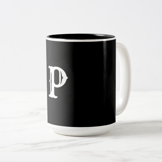 simple minimal add your text monogram photo    cof Two-Tone coffee mug (Front Right)