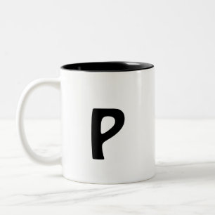 simple minimal add your text monogram photo cof Two-Tone coffee mug