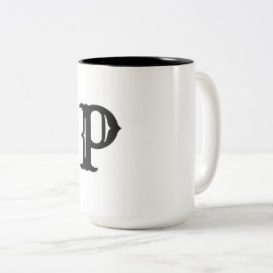 simple minimal add your text monogram photo cof Two-Tone coffee mug