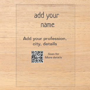 Simple minimal add your text name QR title Acrylic Invitations