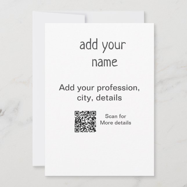 Simple minimal add your text name QR title Invitation (Front)